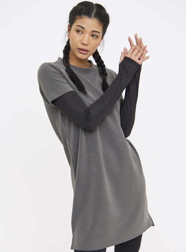 Active Charcoal Peached Scuba T-Shirt Dress S